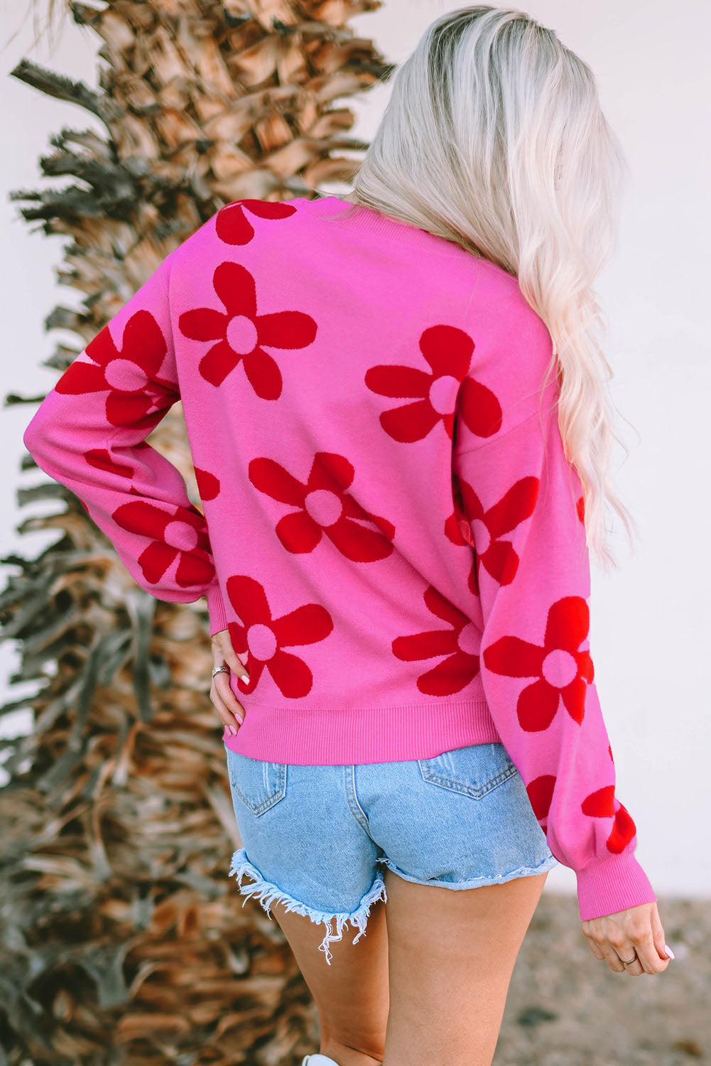 Pink daisy sweater