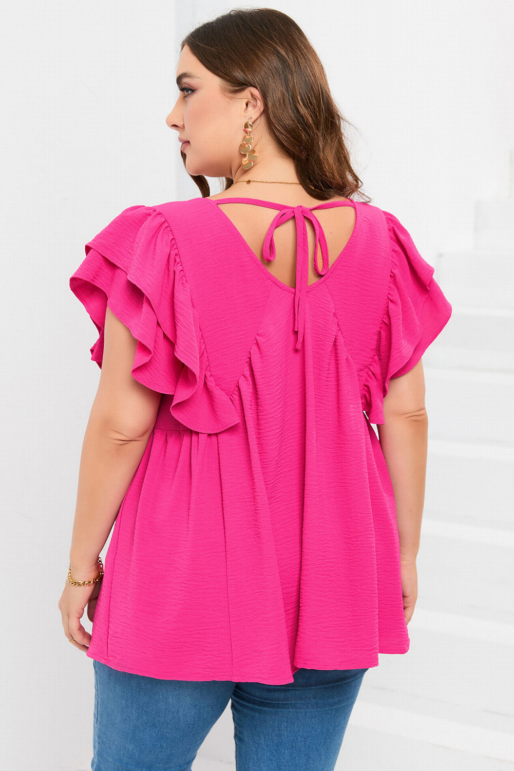 Plus Size Ruffle tie back top
